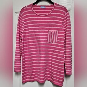 J.McLaughlin Pink and White Striped Long Sleeve Top.
